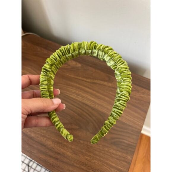NEW Lele Sadoughi Velvet Kelly Ruched Headband Women's Chartreuse One Size - Picture 3 of 7